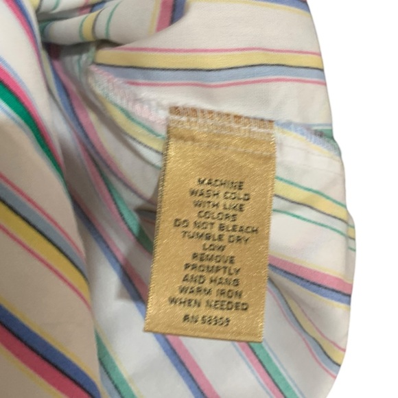 Vintage no-iron colorful striped button down Taylor Investments size 14 - Picture 6 of 6
